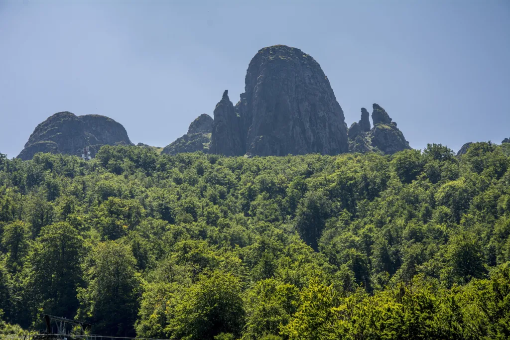 The rocky spires of Babin Zub above the forests of Stara Planina