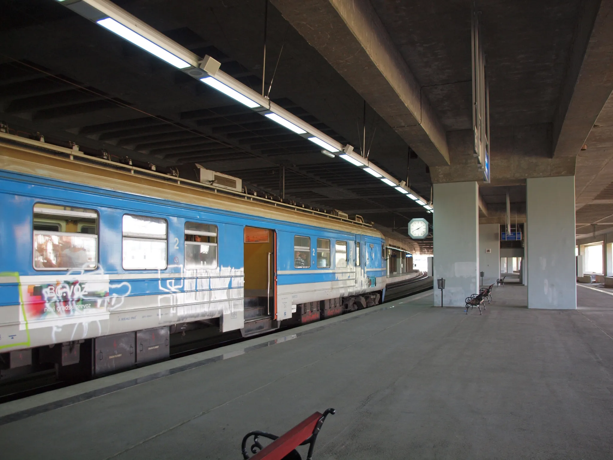 A train at a platform of Belgrade Centre (Prokop) railway station