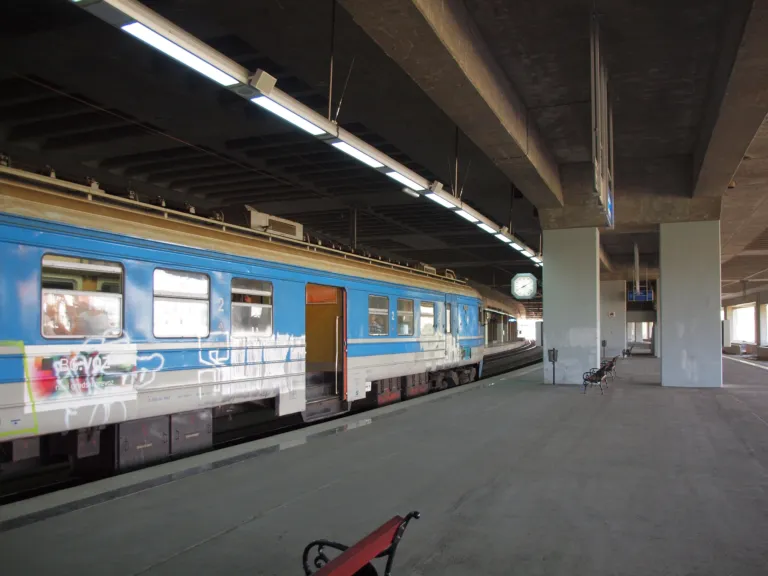 A train at a platform of Belgrade Centre (Prokop) railway station