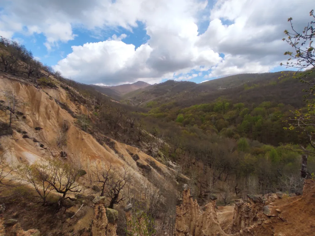 Earth pillars and eroded slopes in the valley of Đavolja Varoš