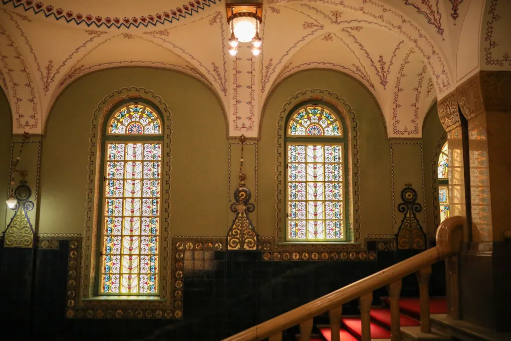 Stained-glass windows in the ceremonial hall of Subotica City Hall