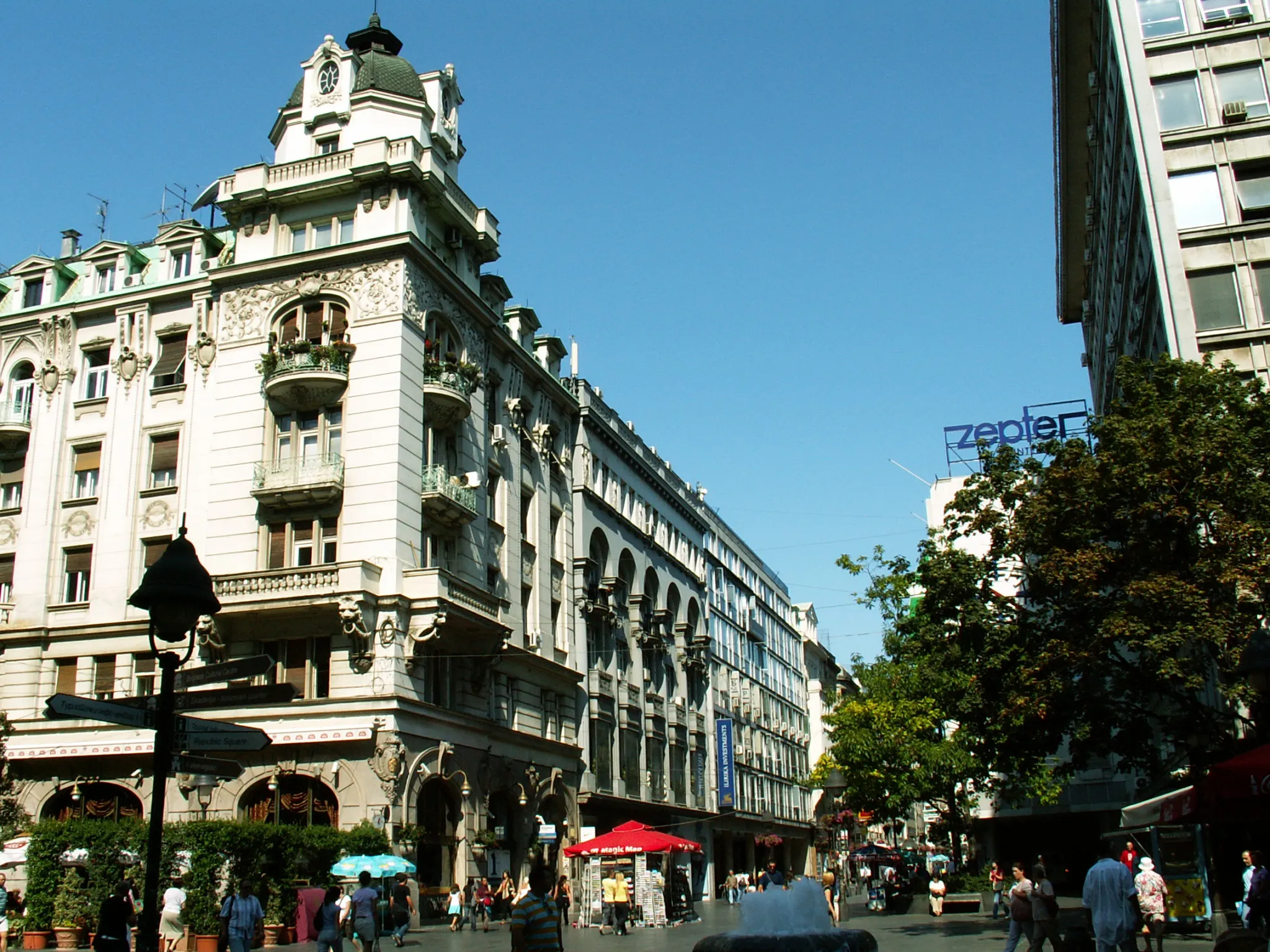 Nineteenth-century façades along the pedestrian Knez Mihailova Street in Belgrade