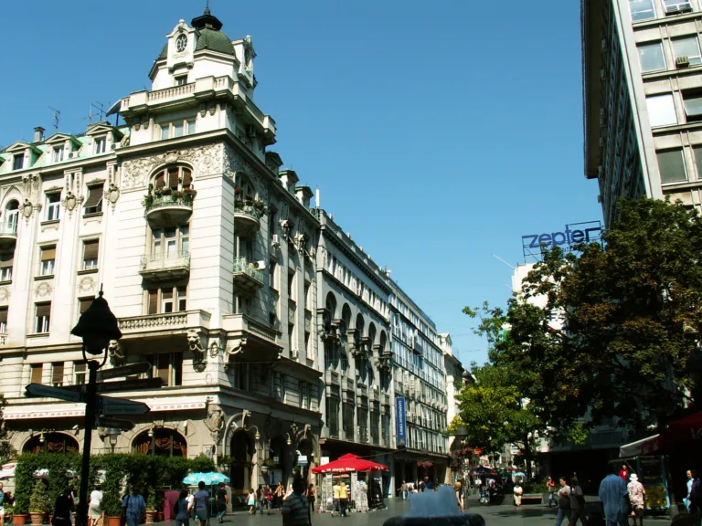 Nineteenth-century façades along the pedestrian Knez Mihailova Street in Belgrade