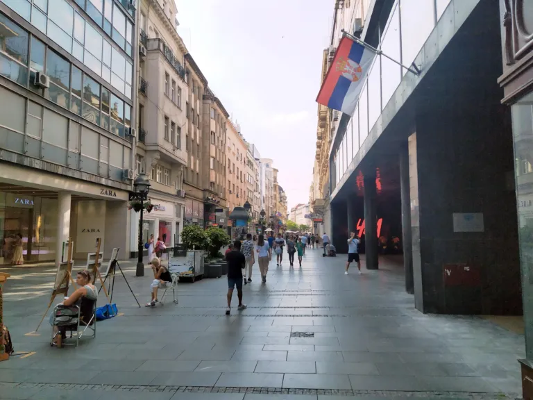 The pedestrian Knez Mihailova Street with its 19th-century facades in central Belgrade