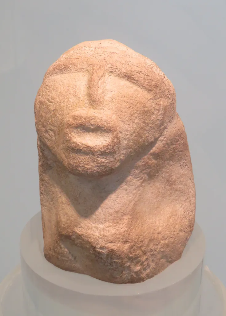 The Mesolithic sandstone head sculpture known as Adam, from Lepenski Vir