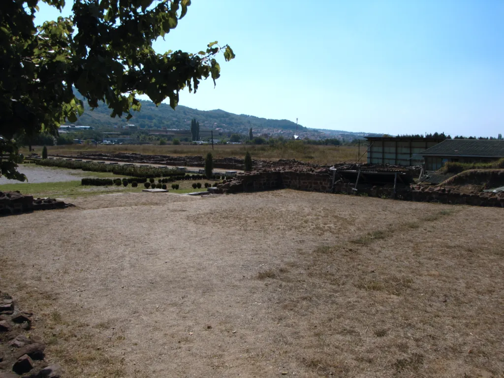 Excavated walls and floors of the Roman villa at Mediana