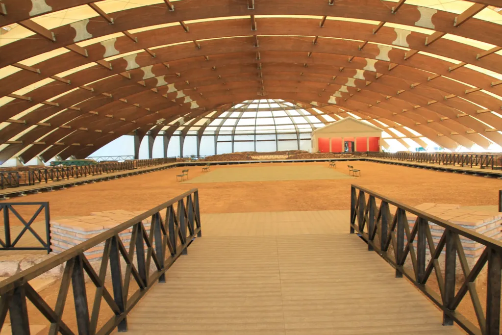 The protective roof over the Roman villa at Mediana
