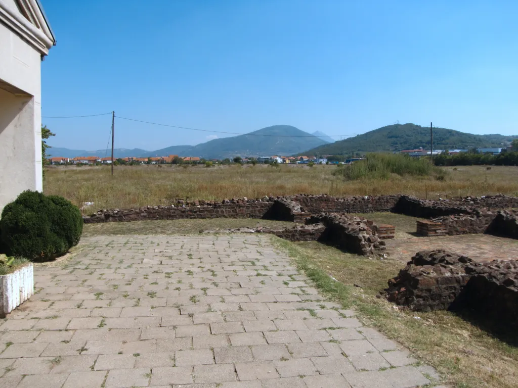Ruins of the villa at Mediana with the hills south of Niš beyond