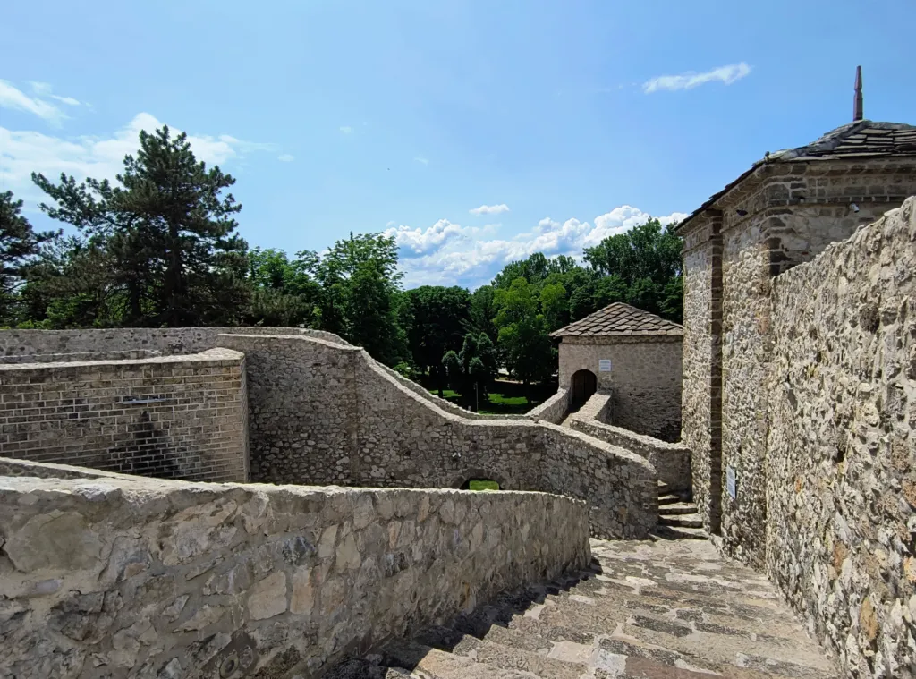 Stone walls and towers of the medieval fortress in Pirot