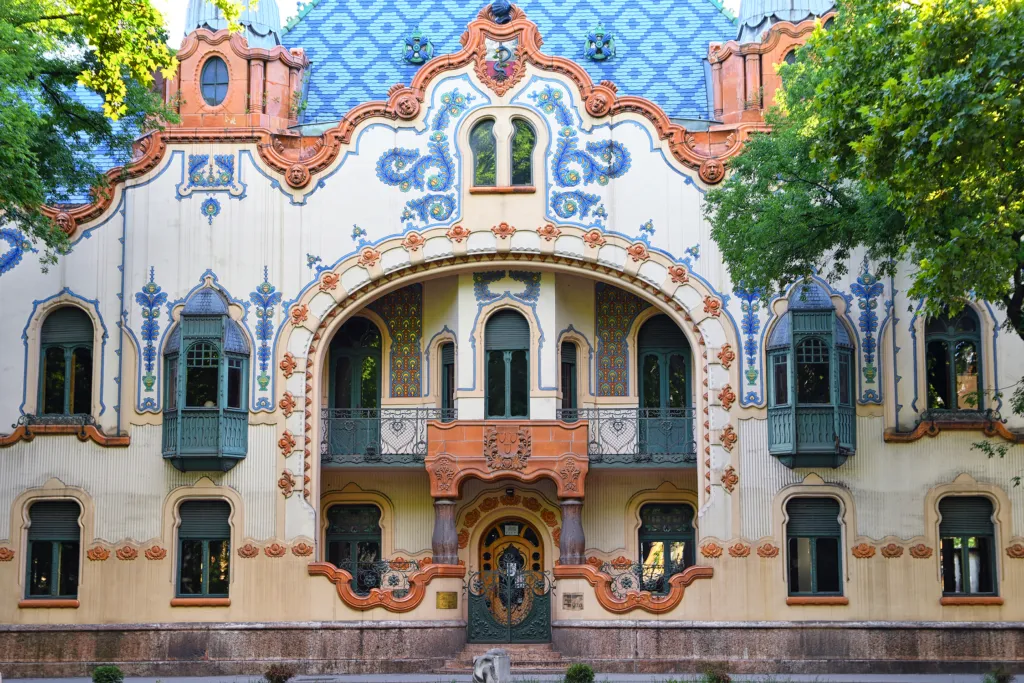 The colourful Art Nouveau façade of the Raichle Palace in Subotica