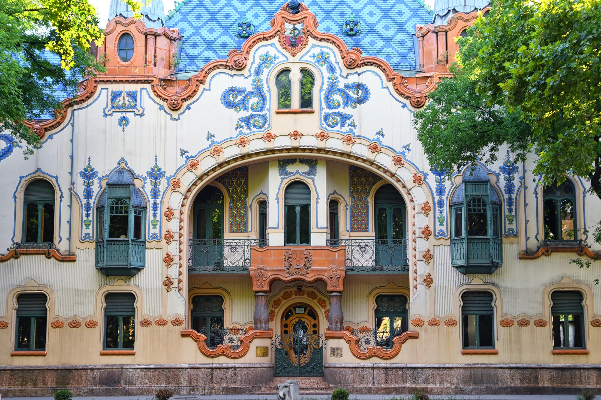 The colourful Art Nouveau façade of the Raichle Palace in Subotica
