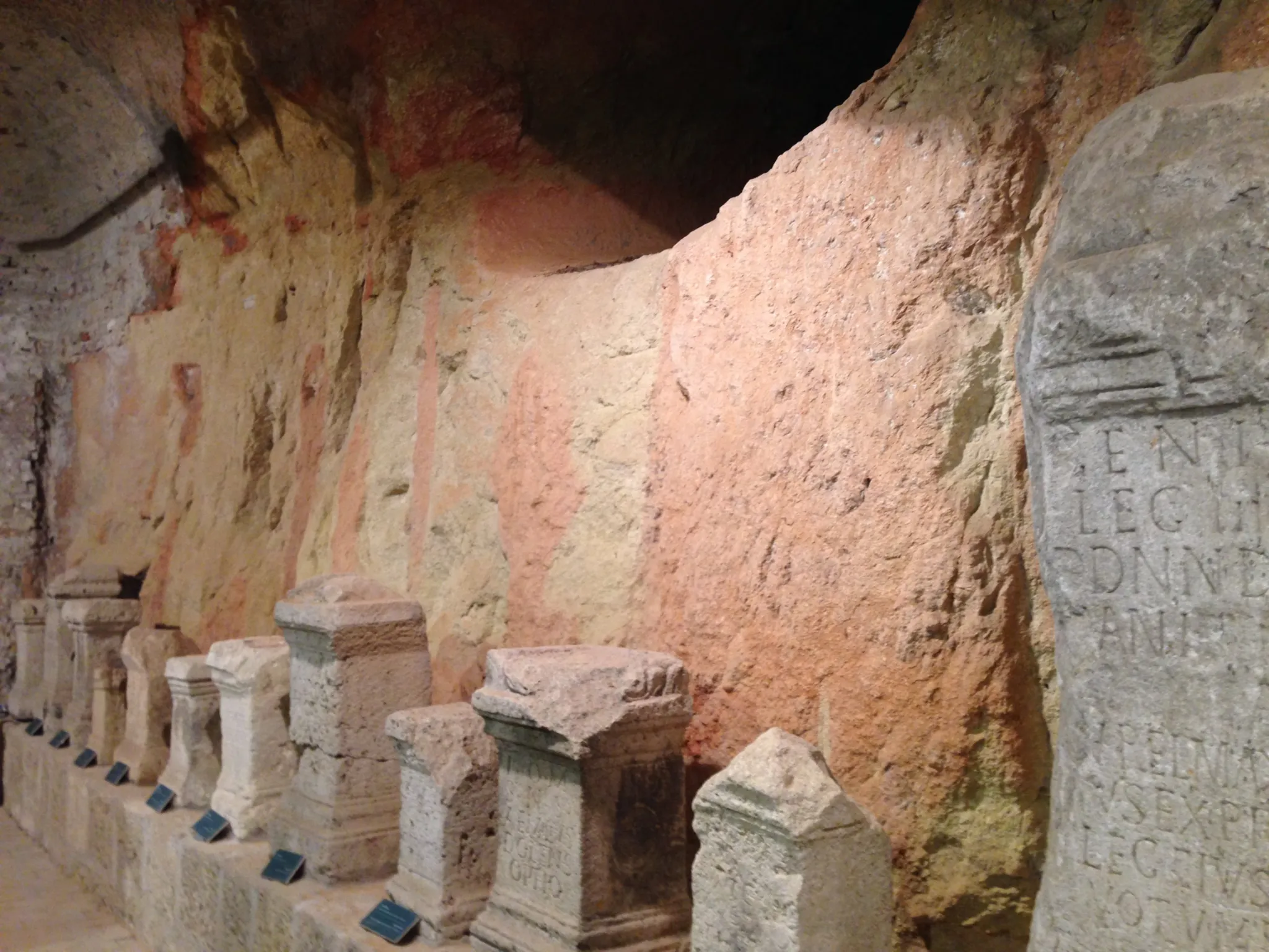 Roman altars and tombstones in the vaulted gunpowder magazine of Belgrade Fortress