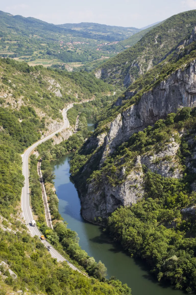 The Nišava winding through the cliffs of Sićevo Gorge seen from the viewpoint