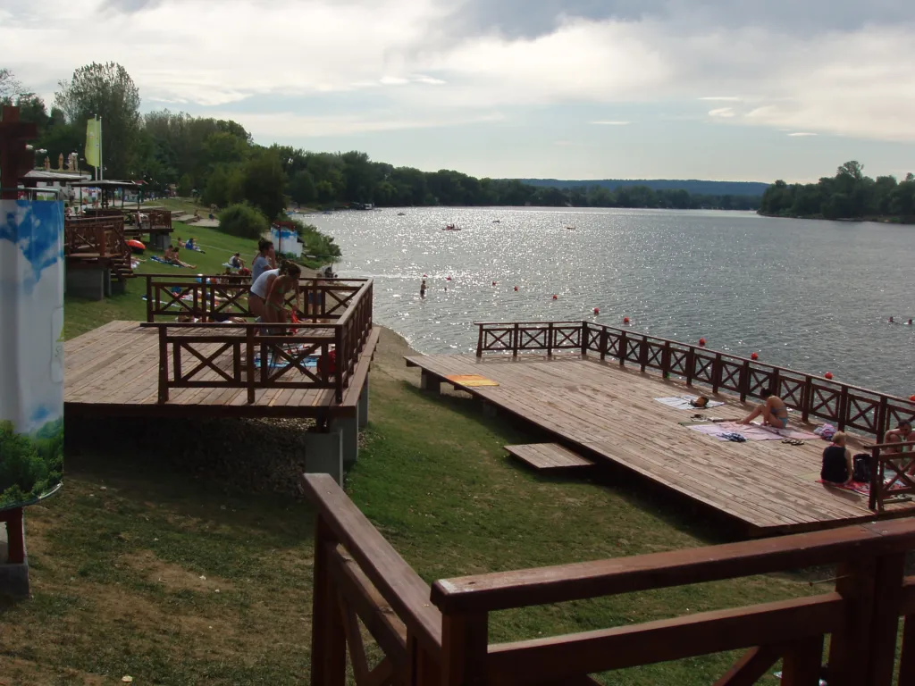 A wooden jetty on Silver Lake (Srebrno jezero), an arm of the Danube near Veliko Gradište