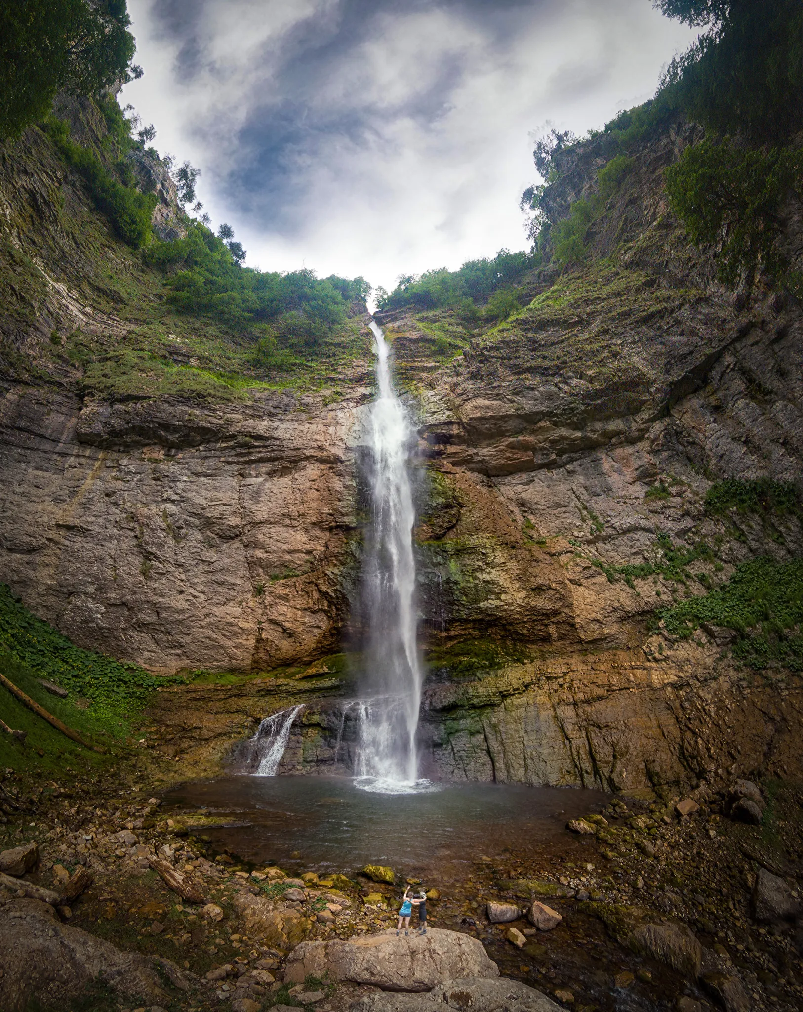 The Skakavac waterfall dropping down a cliff in the Perućica forest, Sutjeska National Park