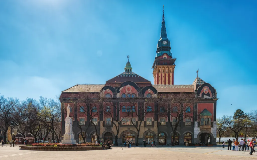 The Art Nouveau City Hall of Subotica with its tall clock tower