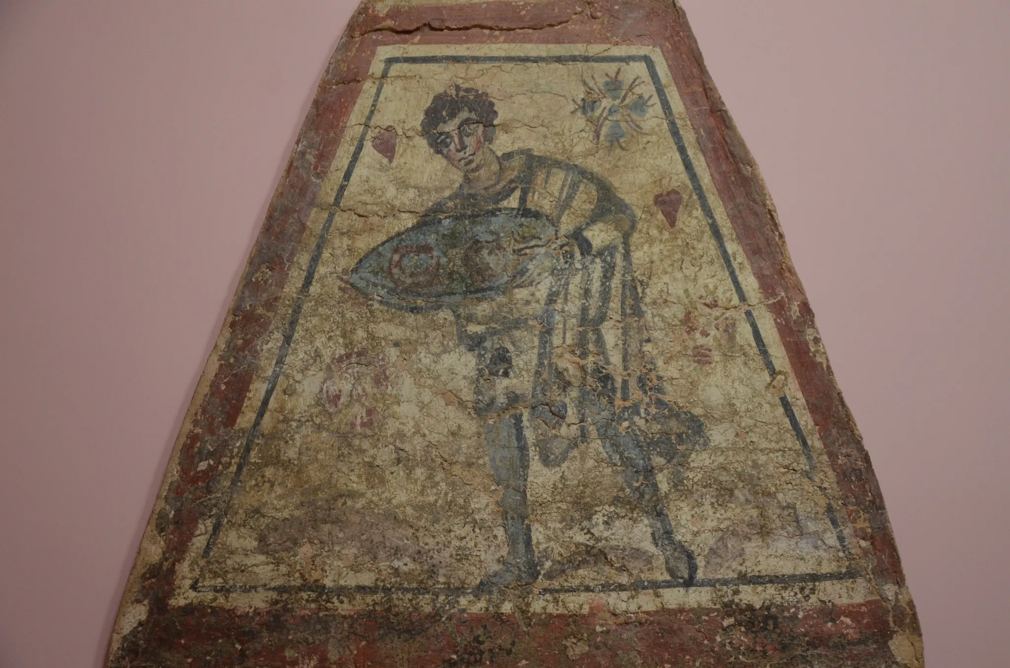 A Roman wall painting from Viminacium, a figure in a painted frame