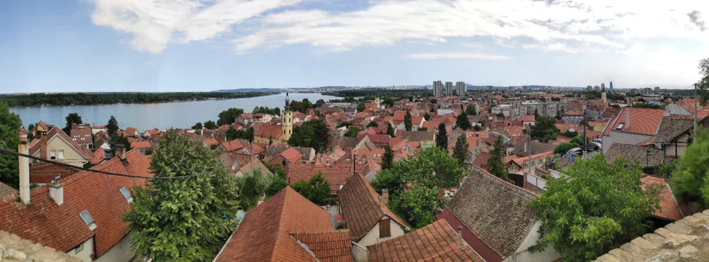 Red roofs of old Zemun and the Danube seen from Gardoš Tower